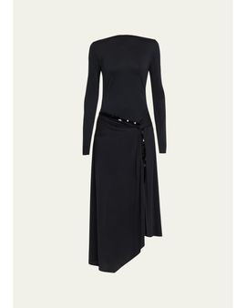 3.1 Phillip Lim Embellished Draped Long-Sleeve Maxi Dress