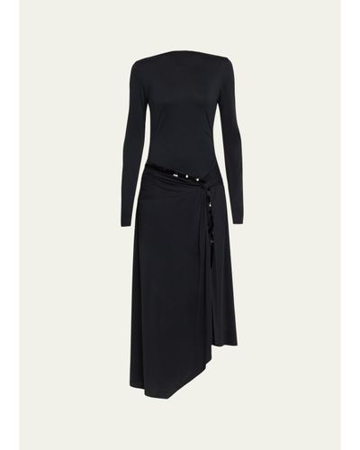 3.1 Phillip Lim Embellished Draped Long-Sleeve Maxi Dress