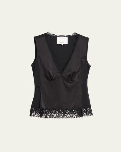 3.1 Phillip Lim Sleeveless Satin Lace Combo Top