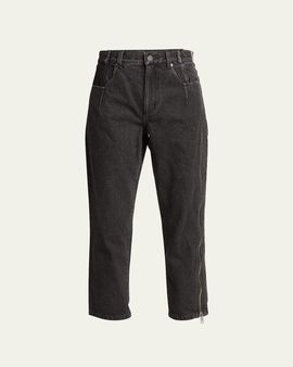 3.1 Phillip Lim Straight-Leg Cropped Jeans with Side Zipper Detail