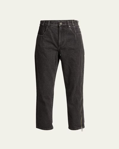 3.1 Phillip Lim Straight-Leg Cropped Jeans with Side Zipper Detail