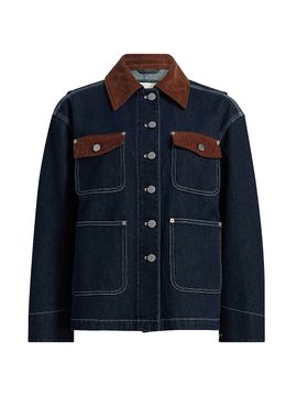 3.1 Phillip Lim Women's Contrast Corduroy-Trim Denim Chore Jacket