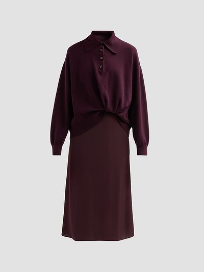 3.1 Phillip Lim Women's Mixed-Media Wool-Blend Midi Dress