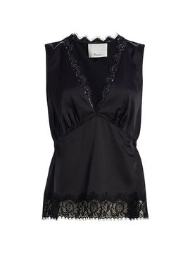 3.1 Phillip Lim Women's Satin Lace Tie Waist Top
