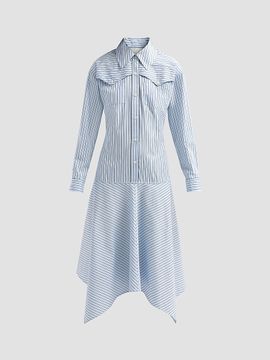 3.1 Phillip Lim Women's Striped Cotton Poplin Handkerchief Midi Shirtdress