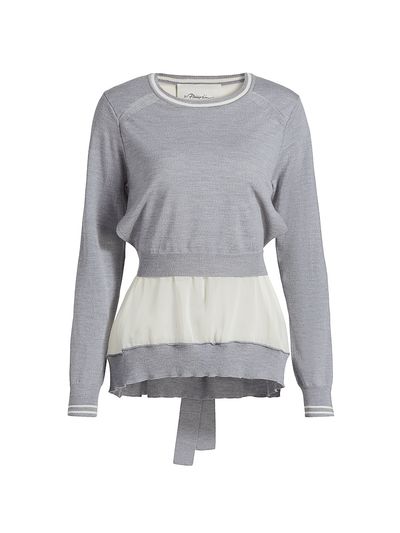 3.1 Phillip Lim Women's Tie-Back Chiffon Crewneck Sweatshirt