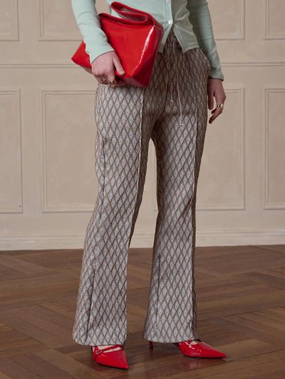 320SHOWROOM Jacquard drawstring bootcut banding pants