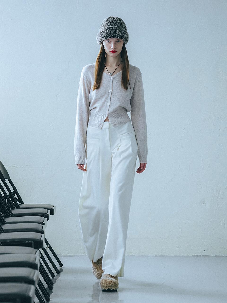 320SHOWROOM Pintuck Wide Pocket Wool Slacks
