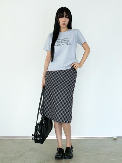 3.3 FIELDTRIP BREEZE AIRY CHECK MIDI SKIRT (2COLOR)