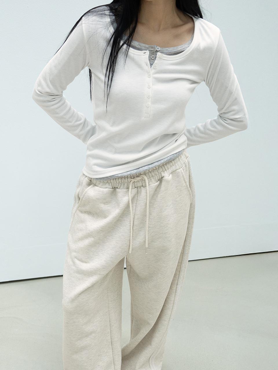 3.3 FIELDTRIP Button Up U-Neck T-Shirt [2COLOR]