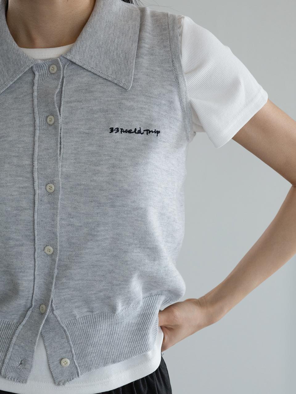 3.3 FIELDTRIP EMBROIDERED COLLAR KNIT VEST (2COLOR)