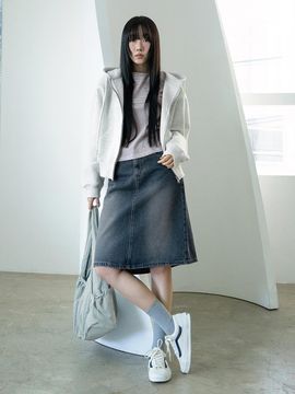 3.3 FIELDTRIP FADED RETRO DENIM SKIRT