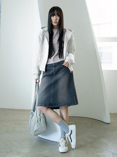 3.3 FIELDTRIP FADED RETRO DENIM SKIRT