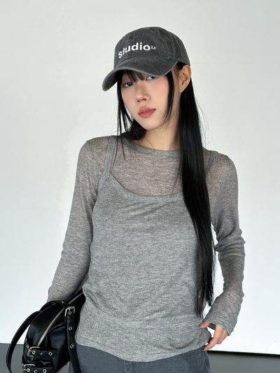 3.3 FIELDTRIP SHEER LAYERED TOP SET (2COLOR)