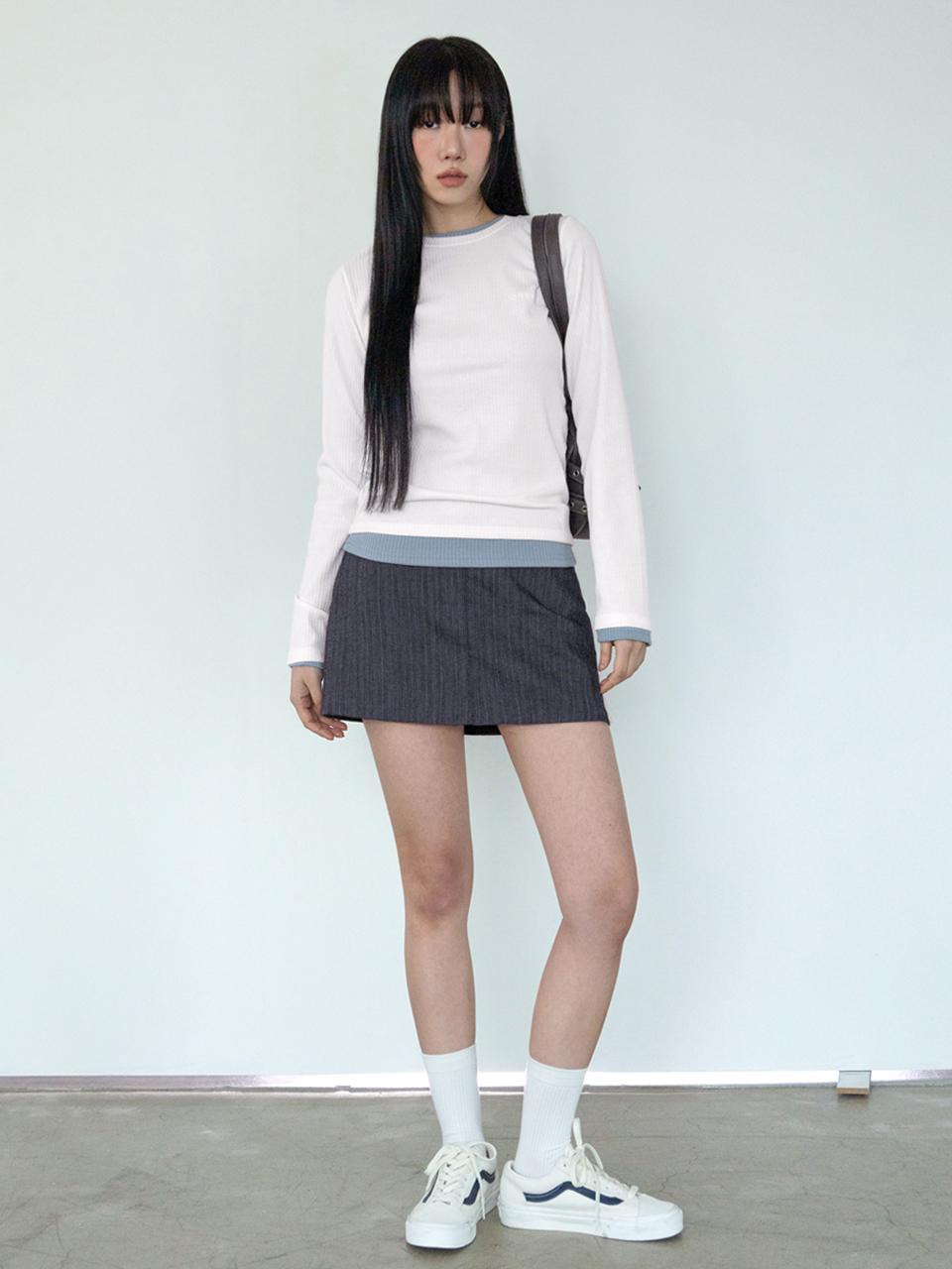 3.3 FIELDTRIP STRIPE POCKET SKIRT [INDIGO]