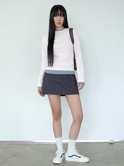 3.3 FIELDTRIP STRIPE POCKET SKIRT [INDIGO]