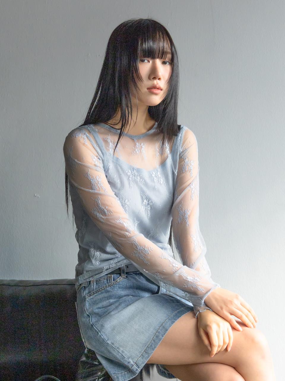 3.3 FIELDTRIP WAVE FLOWER LACE LONG SLEEVE T-SHIRTS [2COLOR]