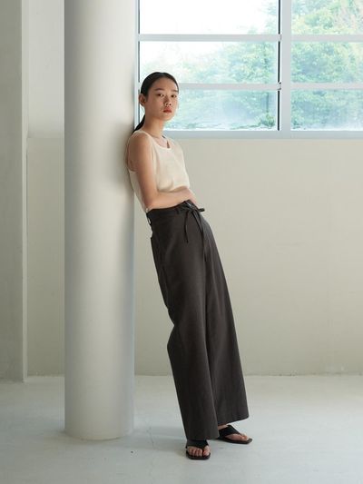 38comeoncommon 20SR STRING WIDE PANTS (BROWN)