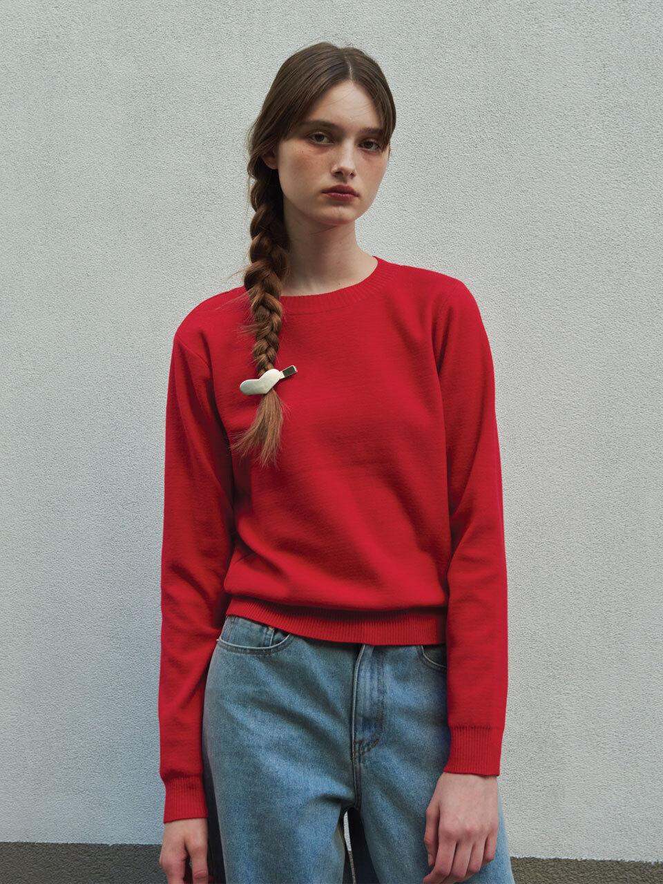 38comeoncommon Back cut-out knit (Red)