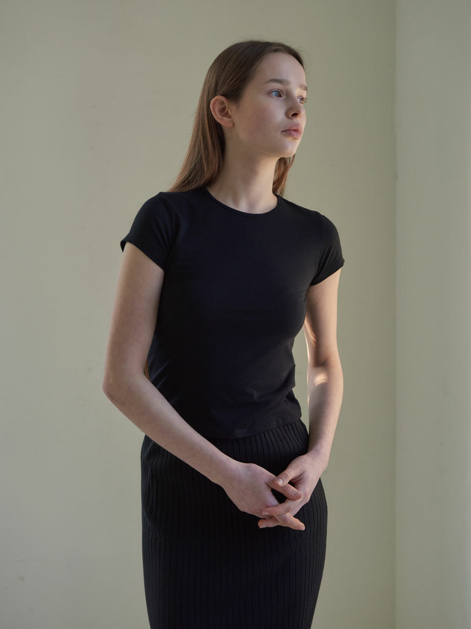 38comeoncommon Cap Sleeve T-Shirts_Black