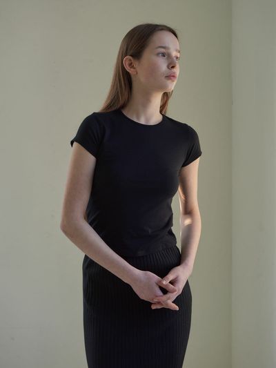 38comeoncommon Cap Sleeve T-Shirts_Black