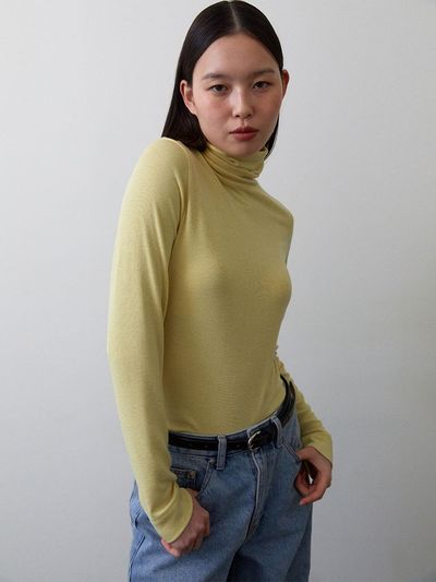 38comeoncommon Classic Turtle neck T-shirts (Lemon)