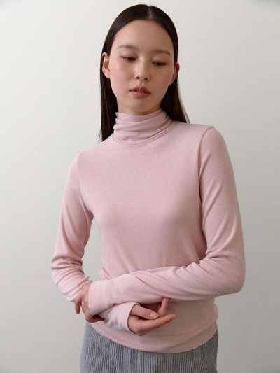 38comeoncommon Classic Turtle neck T-shirts (Light pink)