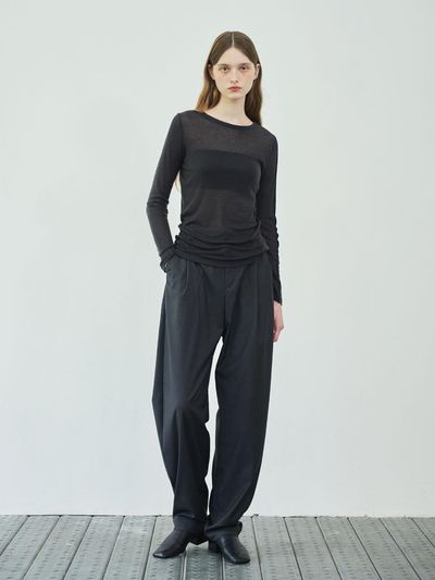 38comeoncommon CURVE WIDE slacks (Charcoal)