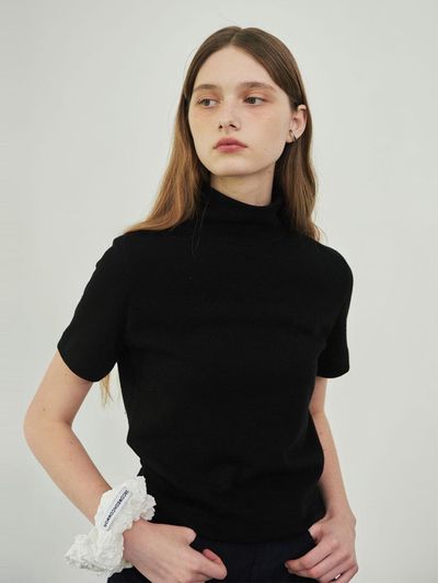 38comeoncommon Half turtle neck top (Black)