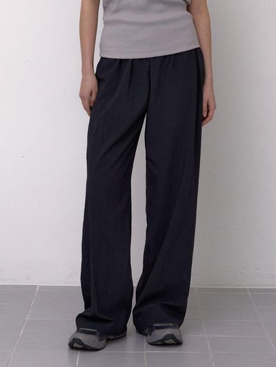38comeoncommon Nylon loose Banding Pants (Charcoal Navy)
