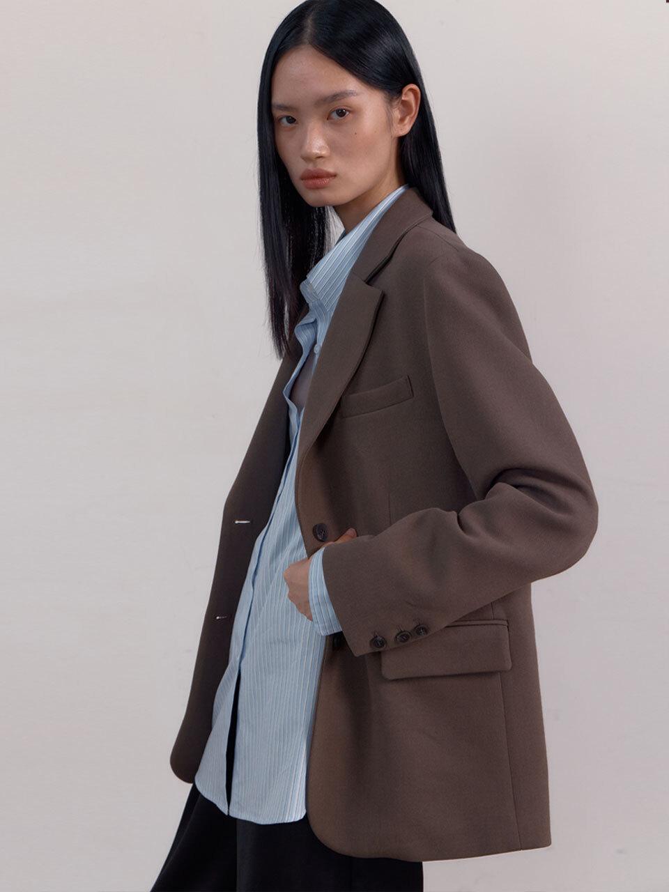38comeoncommon Over Wool Single Jacket (Khaki Brown)