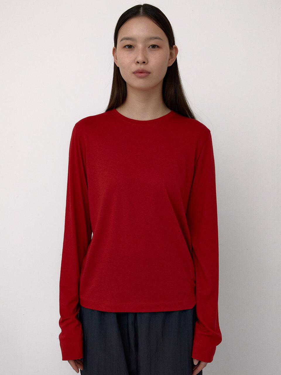 38comeoncommon Tencel Long Sleeve T-Shirts (Red)