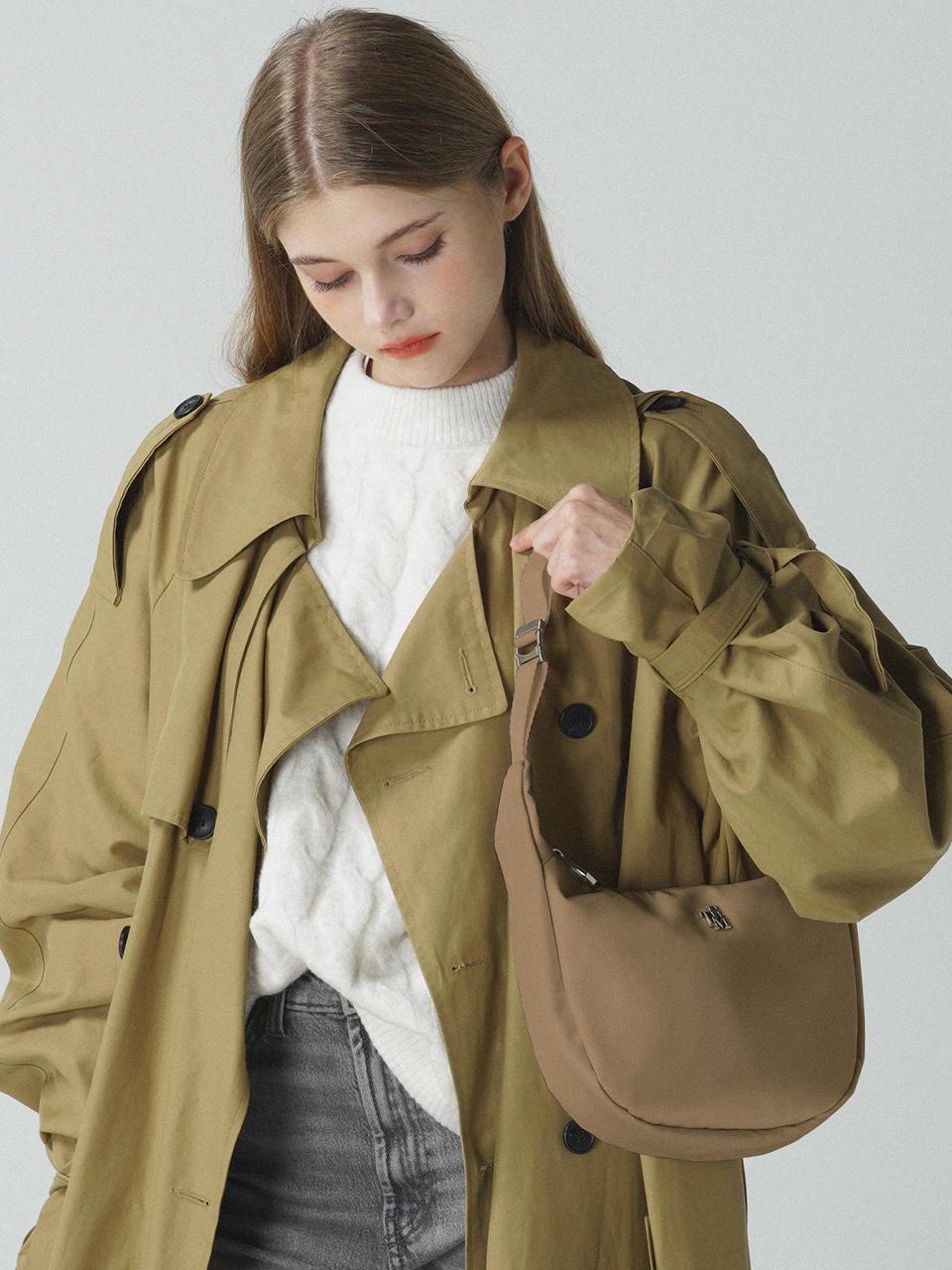 3reminds Recycled Nylon Waterproof Lightweight Hobo Bag [A.BROWN]