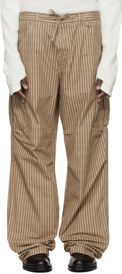424 424 Beige Camo Stripe Cargo Pants