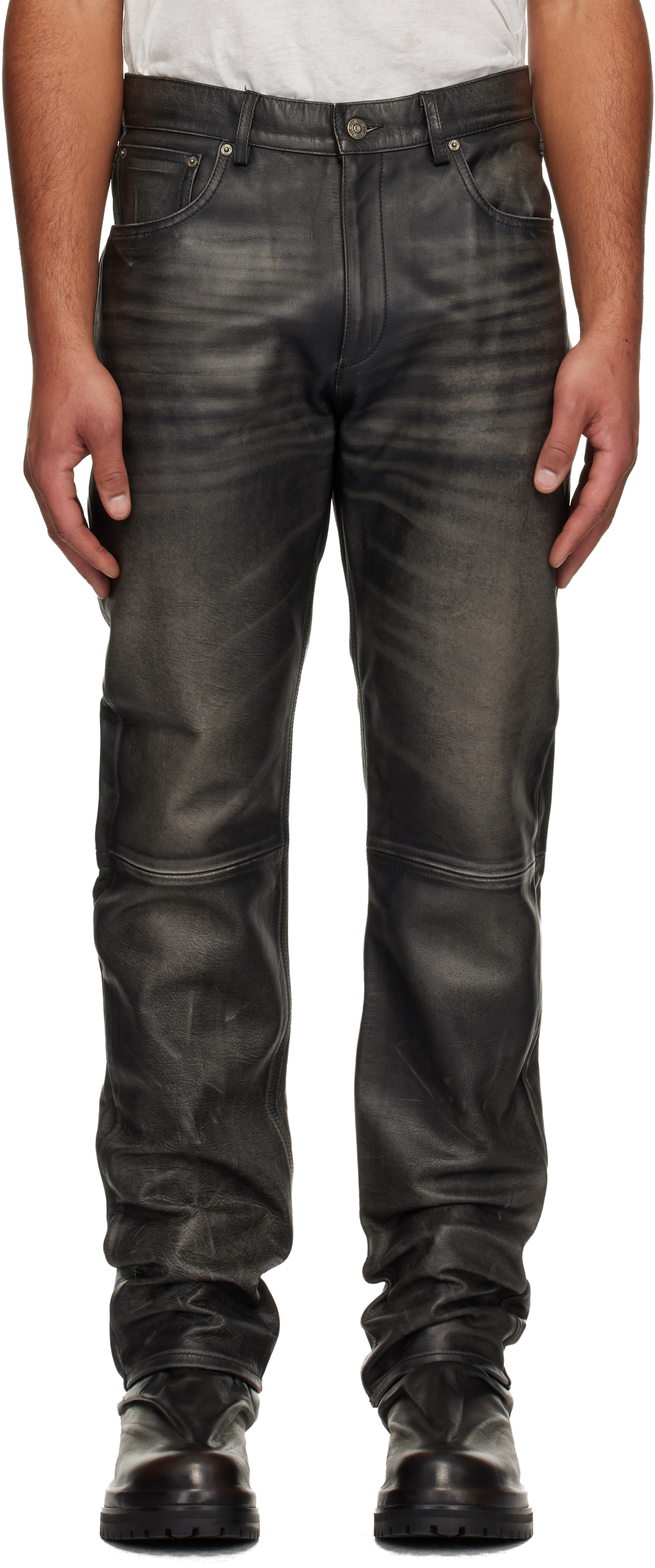 424 - Black Fivepocket Leather Pants