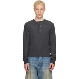 424 424 Black Long-Sleeve Thermal Jersey Henley