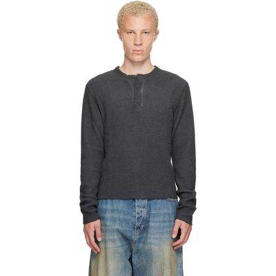 424 424 Black Long-Sleeve Thermal Jersey Henley