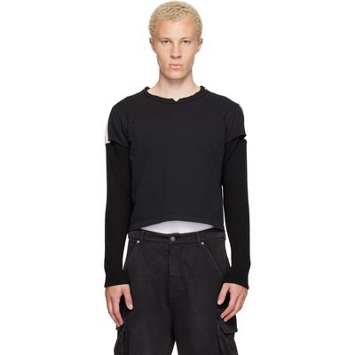 424 424 Black Thermal Capped Sleeve T-shirt