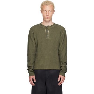 424 424 Khaki Long-Sleeve Thermal Jersey Henley