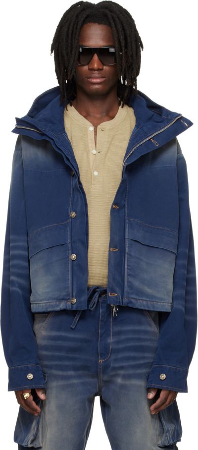 424 424 Navy Cropped Parka