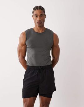 4505 4505 2-in-1 quick dry woven running shorts with zip pockets in black