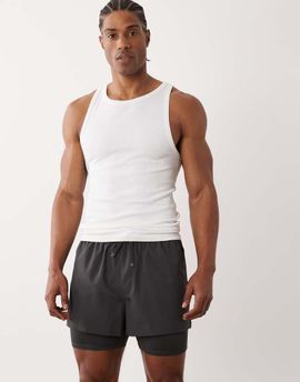 4505 4505 2-in-1 quick dry woven running shorts with zipper pockets in charcoal-Gray
