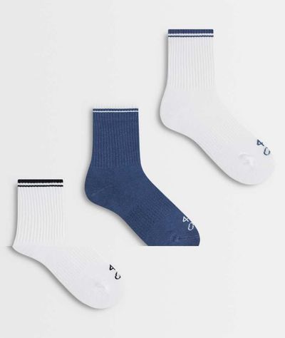 4505 4505 3 pack socks with arch support in white with multi stripe edge