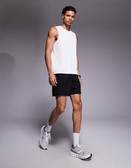 4505 4505 5" running shorts with elastic waist and zip phone pocket in black