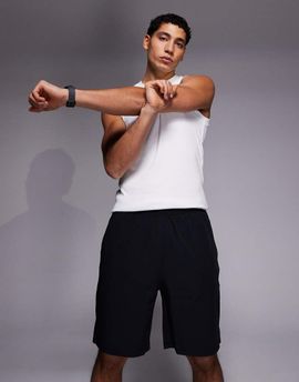 4505 4505 8" wide leg training shorts with zip phone pocket in black