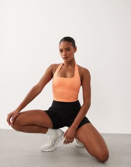 4505 4505 active halter neck performance tank top with inner bra in apricot-Orange