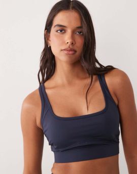 4505 4505 active medium support cross back sports bra with removable padding in navy