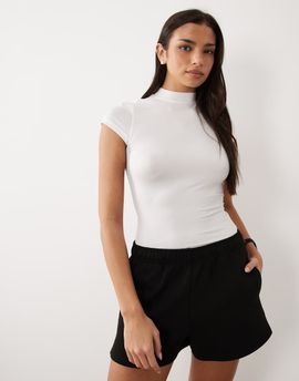 4505 4505 active quick dry slim fit t-shirt with mock neck in white