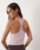 4505 4505 active scoop neck tank top with inner bra and piping detail in pastel pink - 4