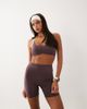 4505 4505 active side stripe high waist 5" legging shorts in taupe brown - 1